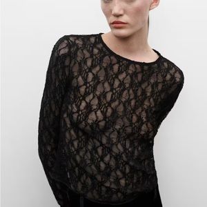 Jen Ceballos x Mango Black Lace Top